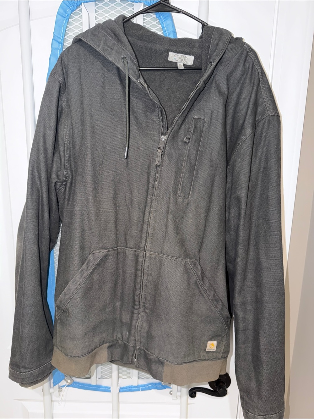 Ocean+Coast Cozy Fleece Hooded Jacket in Dark Gray